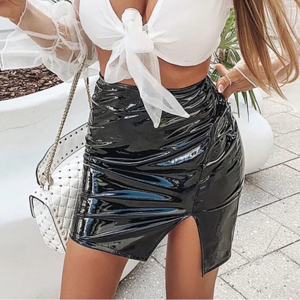 Make It Last Vinyl Mini Skirt - Black Fashion Nova